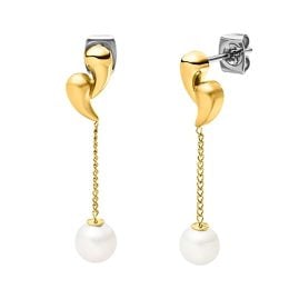 Boccia 05087-03 Damen-Ohrringe Titan Goldfarben mit Perle
