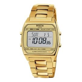 Boccia 3738-08 Digitaluhr in Unisexgröße Titan Goldfarben