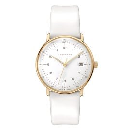 Junghans 47/7451.02 max bill Damenuhr mit Saphirglas Weiß/Goldfarben