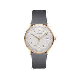 Junghans 47/7854.02 max bill Damenuhr mit Saphirglas Grau/Goldfarben