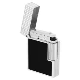 S.T. Dupont C14121 Feuerzeug Linie 1 Vertikale Linien Silberfarben/Schwarz