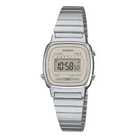 Casio LA670WEA-8AEF Vintage Mini Damenuhr Digital Silberfarben/Hellbeige