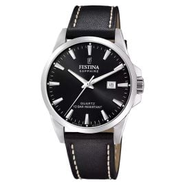 Festina F20025/4 Herrenuhr mit Lederband Schwarz
