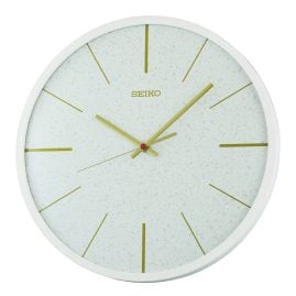 Seiko QXA828W Quarz-Wanduhr mit Leisegang Weiß/Goldfarben