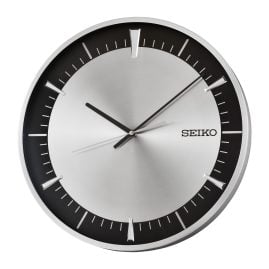 Seiko QXA840S Quarz Wanduhr mit Leisegang Silberfarben/Schwarz