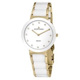 Jacques Lemans 42-7L Damenuhr Monaco Goldfarben/Keramik Weiß