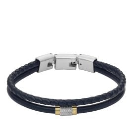 Fossil JF04703998 Herren-Armband Leder Dunkelblau