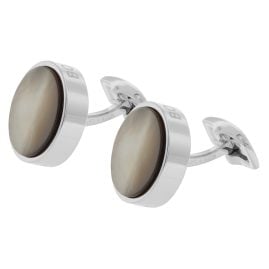 BOSS 50486922-260 Manschettenknöpfe Rund Silberfarben T-Brown