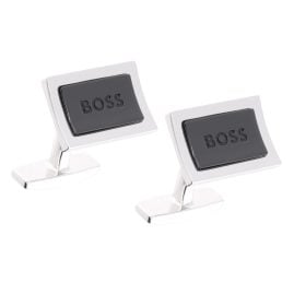 BOSS 50515410-001 Manschettenknöpfe Schwarz/Silber B-Handle-Cuf