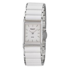 Regent F1581 Damen-Armbanduhr Edelstahl/Keramik Weiß