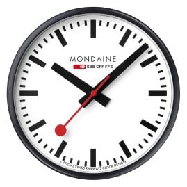Mondaine A990.CLOCK.12SBB Wanduhr Quarz 25 cm Schwarz/Weiß