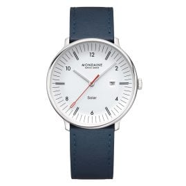 Mondaine MLE.41910.LDV Herrenuhr Doppio Solar Blau/Weiß 41 mm