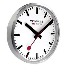 Mondaine A990.CLOCK.16SBB Wanduhr Quarz 25 cm Küchenuhr Silberfarben
