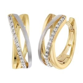 trendor 28028 Damen-Ohrringe 925 Silber Bicolor Zirkonia Creolen