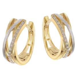 trendor 28028 Damen-Ohrringe 925 Silber Bicolor Zirkonia Creolen