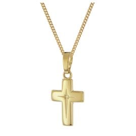 trendor 28392 Kreuz-Anhänger für Kinder Gold 585/14K mit goldplattierter Kette