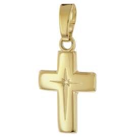 trendor 28392 Kreuz-Anhänger für Kinder Gold 585/14K mit goldplattierter Kette