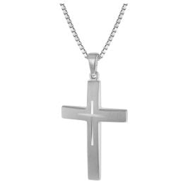 trendor 60705 Silber Kreuz mit Kette für Herren