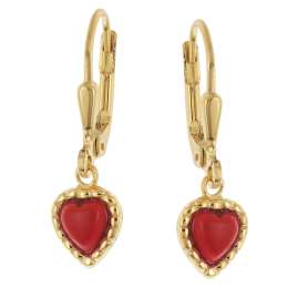 trendor 28590 Kinder-Ohrringe Gold 333/8K Ohrhänger Mit Roten Herzen