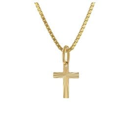 trendor 28968 Kreuz-Anhänger 333 Gold Mit Vergoldeter Silberkette für Kinder
