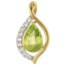 trendor 21191 Gold-Anhänger 333/8K mit Peridot an vergoldeter Silberkette