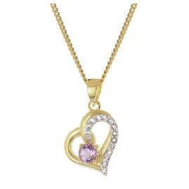trendor 21195 Herz-Anhänger Gold 333 Amethyst/Topas an vergoldeter Silberkette