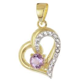 trendor 21195 Herz-Anhänger Gold 333 Amethyst/Topas an vergoldeter Silberkette