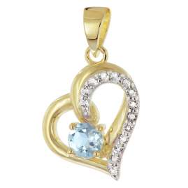 trendor 21196 Damen Herzanhänger 333 Gold mit Topas an vergoldeter Halskette