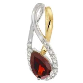 trendor 21201 Gold-Anhänger 333/8K mit Granat/Topas an vergoldeter Silberkette