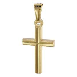 trendor 08504 Kreuz Anhänger für Kinder Gold 333 mit plattierter Halskette