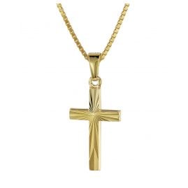 trendor 08508 Kreuz für Kinder Gold 333/8 Karat 18 mm + goldplattierte Kette