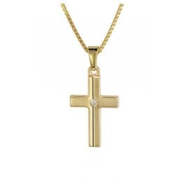 trendor 08516 Kinder Kreuz Gold 333 mit Zirkonia und goldplattierte Kette