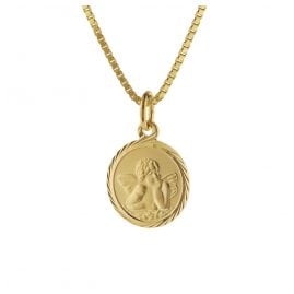 trendor 75214 Kinder Schutzengel Anhänger Gold 585 mit goldplattierter Kette