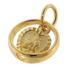 trendor 75260 Taufring mit Engel-Herz Gold 585 / 14K mit plattierter Halskette