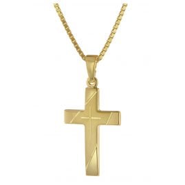 trendor 75676 Kreuz Anhänger Gold 333 mit goldplattierter Silberkette