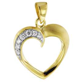 trendor 51838 Herz mit Zirkonia Gold 585 Anhänger mit goldplattierter Kette