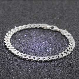 trendor 85864 Armband für Männer 925 Silber Massiv Panzerkette Breite 6,9 mm