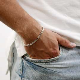 trendor 75136 Armband für Männer Silber 925 Flachpanzer 4,7 mm breit