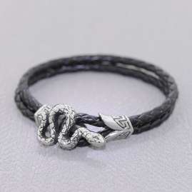 trendor 75800 Leder-Armband für Männer Schwarz Schlange