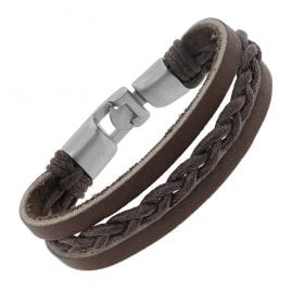 trendor 75802 Leder-Armband Braun geflochten
