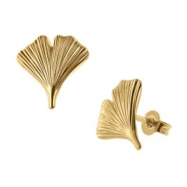 trendor 75079 Damen Ohrringe 333 Gold Ohrstecker Ginkgo-Blatt