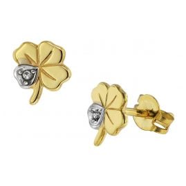 trendor 75094 Damen Ohrringe Kleeblatt 333 Gold 8 Karat Bicolor