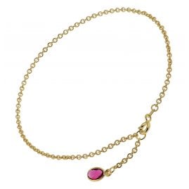 trendor 51192 Fußkette Silber vergoldet mit Rotem Quarz