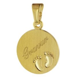 trendor 08307 Gravur-Anhänger Gold 333 / 8K Gravurplatte mit Babyfüßen
