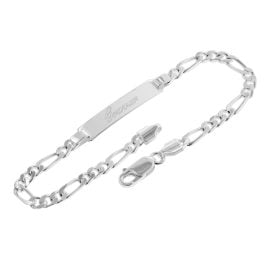 trendor 41389 Männer Gravur-Armband 925 Silber Figarokette mit Namen