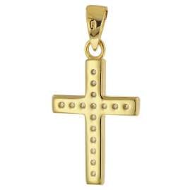 trendor 15907 Kreuz-Anhänger für Mädchen Gold 585 + vergoldete Silberkette