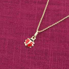 trendor 68248 Glückskäfer Anhänger 333 Gold mit Vergoldeter Silberkette