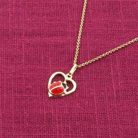 trendor 68250 Käfer-Herz Anhänger 333 Gold mit Vergoldeter Silberkette
