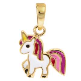 trendor 68433 Kinder-Anhänger Gold 333 Einhorn mit goldplattierter Silberkette