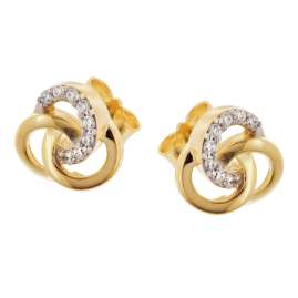 trendor 68439 Damen-Ohrringe Gold 333/8K Zweifarbige Ohrstecker